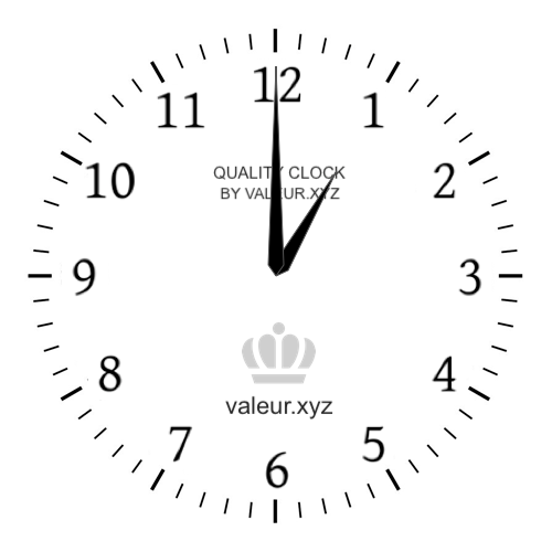 Analog clock showing the time 1 PM