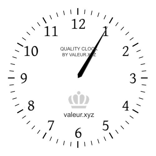Analog clock showing the time 1:05 PM