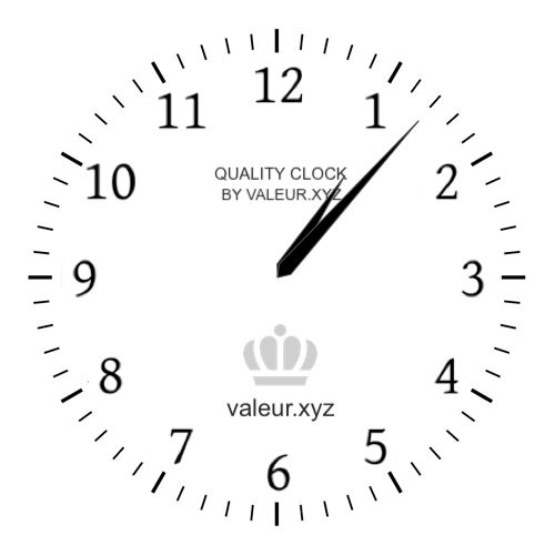 Analog clock showing the time 1:07 PM