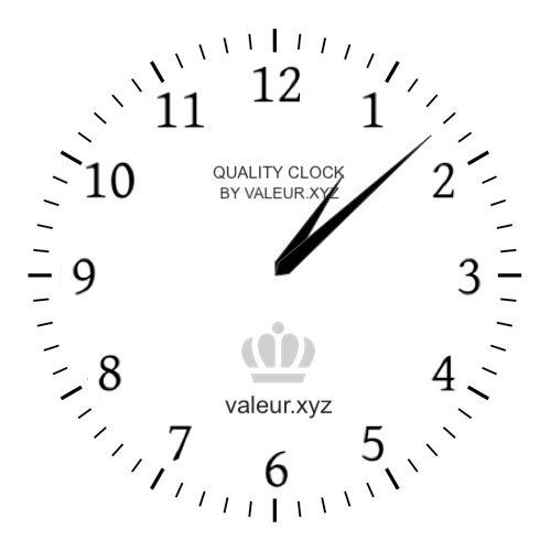 Analog clock showing the time 1:08 PM