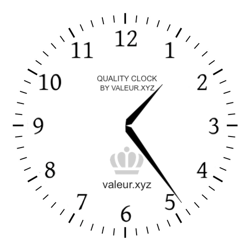 Analog clock showing the time 1:24 PM