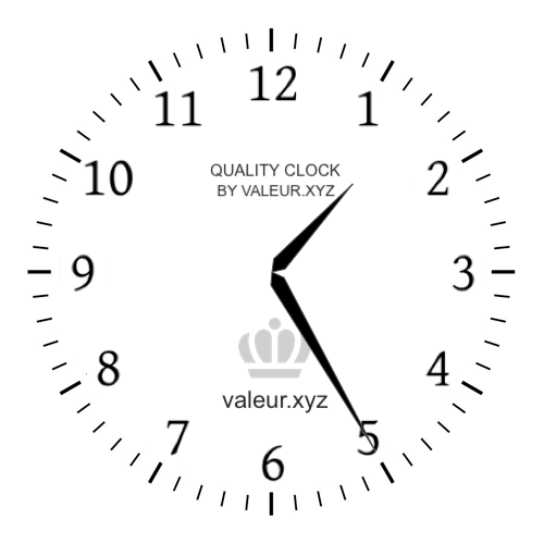 Analog clock showing the time 1:25 PM