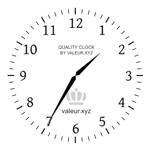 1:35 PM on an analog clock (One-thirty-five PM) Analog clock showing the time 1:35 PM