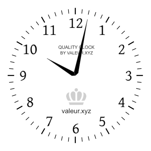 10:02 PM on an analog clock (Ten-oh-two PM) Analog clock showing the time 10:02 PM