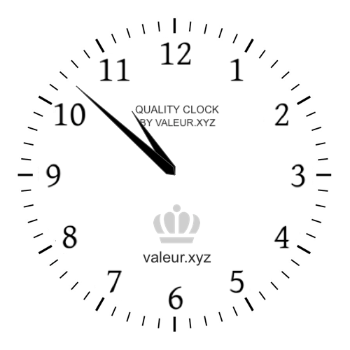 Analog clock showing the time 10:52 AM