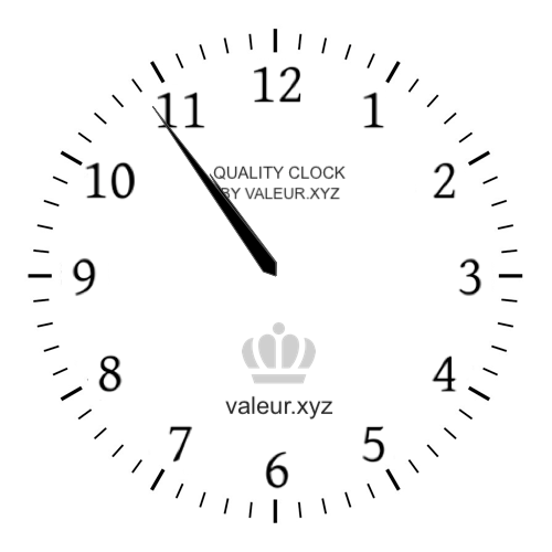 10:54 AM on an analog clock (Ten-fifty-four AM) Analog clock showing the time 10:54 AM