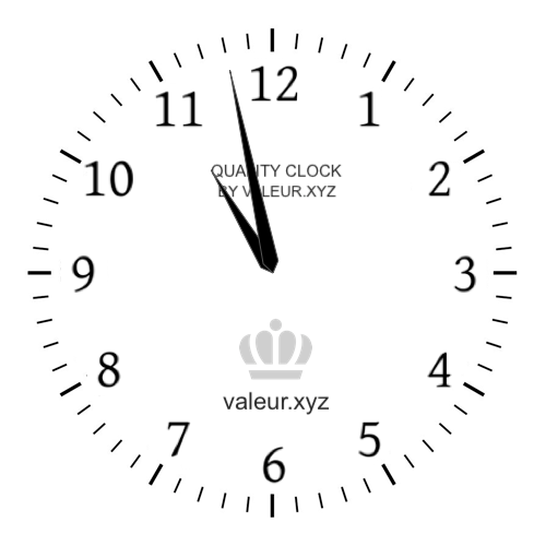 10:58 AM on an analog clock (Ten-fifty-eight AM) Analog clock showing the time 10:58 AM