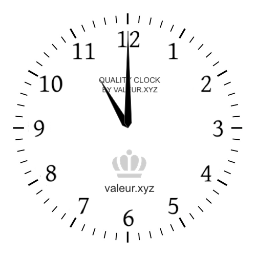 11 PM on an analog clock (Eleven PM) Analog clock showing the time 11 PM