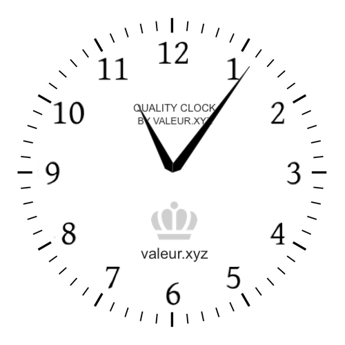 11:06 PM on an analog clock (Eleven-oh-six PM) Analog clock showing the time 11:06 PM