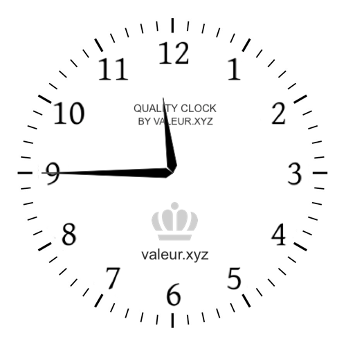 11:45 PM on an analog clock (Eleven-forty-five PM) Analog clock showing the time 11:45 PM