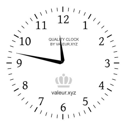 11:47 PM on an analog clock (Eleven-forty-seven PM) Analog clock showing the time 11:47 PM