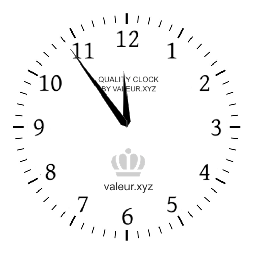 Analog clock showing the time 11:54 PM