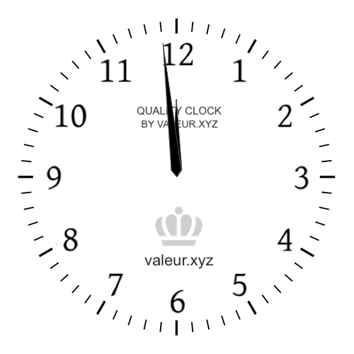 Analog clock showing the time 11:59 PM