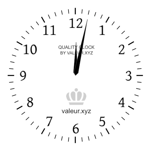 Analog clock showing the time 12:02 AM