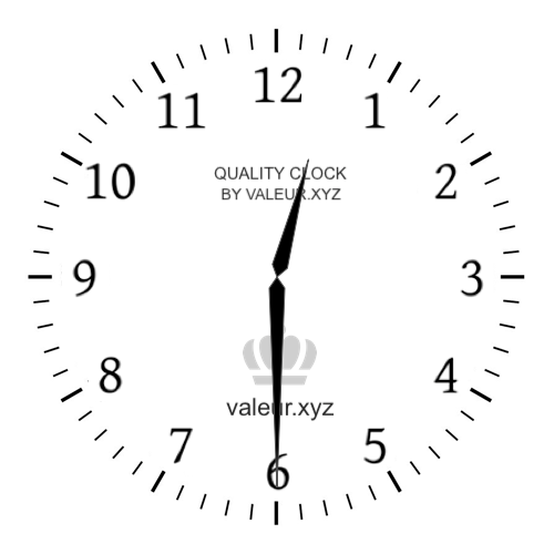 12:30 PM on an analog clock (Twelve-thirty PM) Analog clock showing the time 12:30 PM