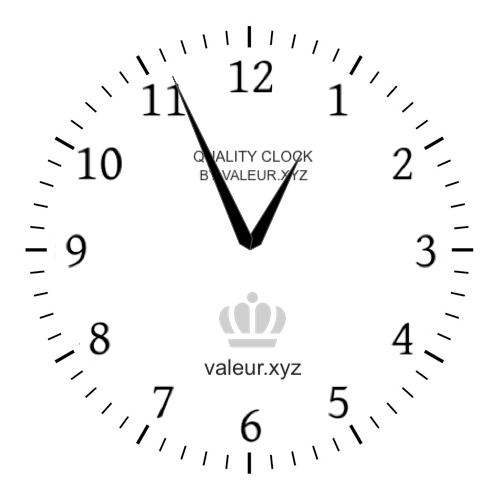 12:56 PM on an analog clock (Twelve-fifty-six PM) Analog clock showing the time 12:56 PM