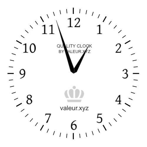 Analog clock showing the time 12:57 PM