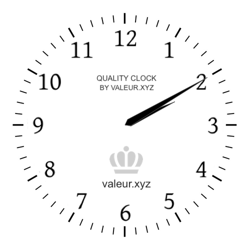 Analog clock showing the time 2:10 PM