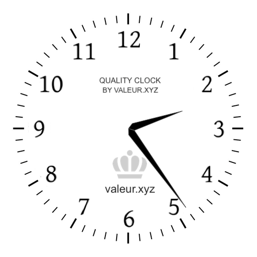 2:24 PM on an analog clock (Two-twenty-four PM) Analog clock showing the time 2:24 PM