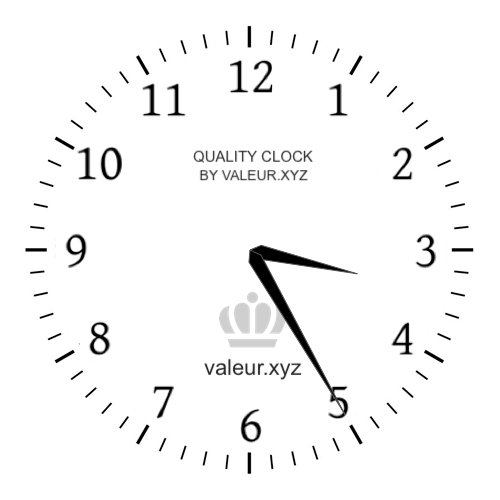 3:25 PM on an analog clock (Three-twenty-five PM) Analog clock showing the time 3:25 PM