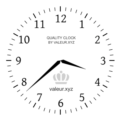 3:38 PM on an analog clock (Three-thirty-eight PM) Analog clock showing the time 3:38 PM