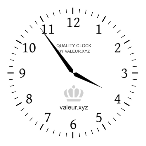 3:54 PM on an analog clock (Three-fifty-four PM) Analog clock showing the time 3:54 PM