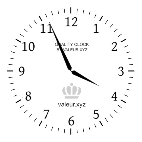 3:56 PM on an analog clock (Three-fifty-six PM) Analog clock showing the time 3:56 PM