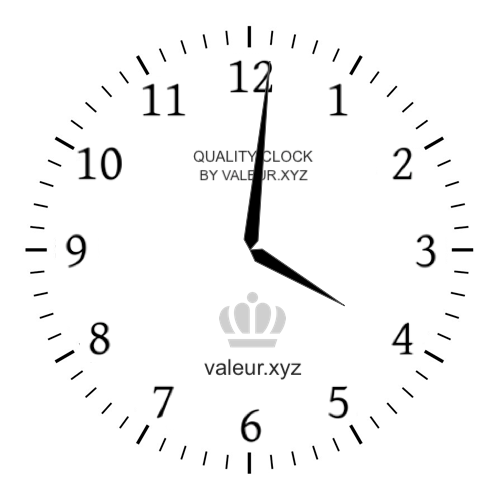4:01 PM on an analog clock (Four-oh-one PM) Analog clock showing the time 4:01 PM