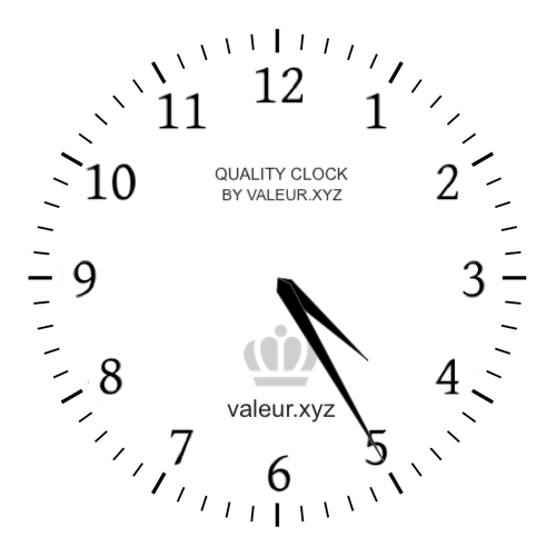4:25 PM on an analog clock (Four-twenty-five PM) Analog clock showing the time 4:25 PM