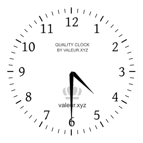 4:30 PM on an analog clock (Four-thirty PM) Analog clock showing the time 4:30 PM