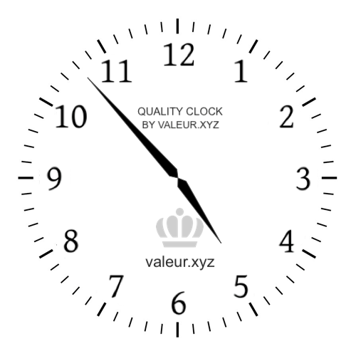 4:53 PM on an analog clock (Four-fifty-three PM) Analog clock showing the time 4:53 PM