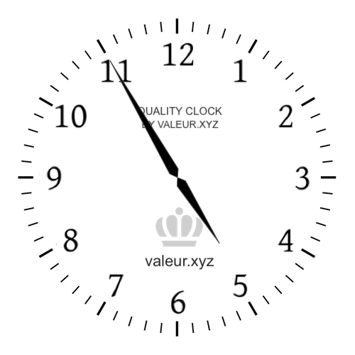 4:55 AM on an analog clock (Four-fifty-five AM) Analog clock showing the time 4:55 AM