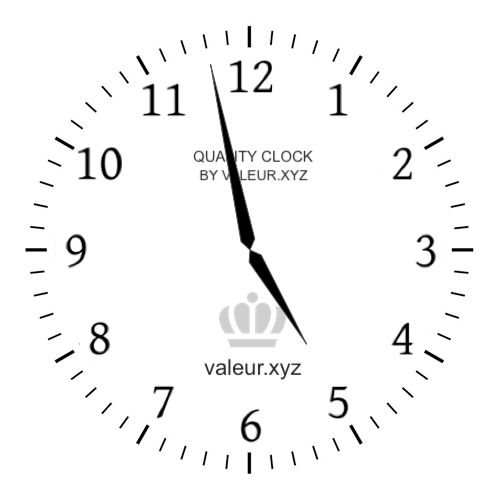 4:58 PM on an analog clock (Four-fifty-eight PM) Analog clock showing the time 4:58 PM