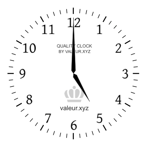 Analog clock showing the time 5 PM