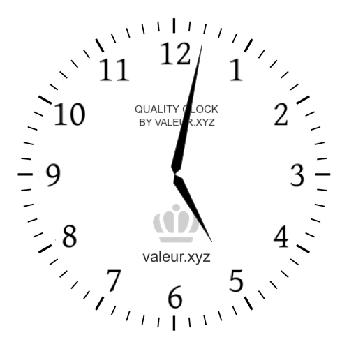 Analog clock showing the time 5:02 PM