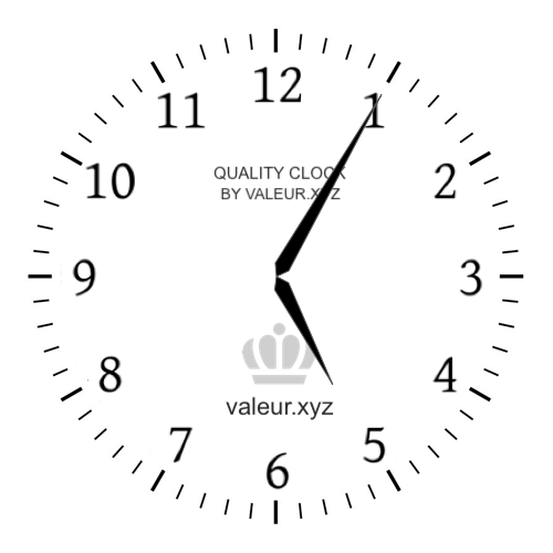 Analog clock showing the time 5:05 PM
