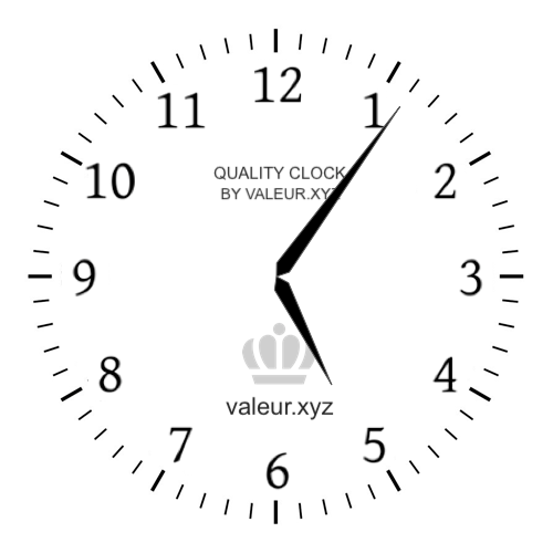 5:06 PM on an analog clock (Five-oh-six PM) Analog clock showing the time 5:06 PM