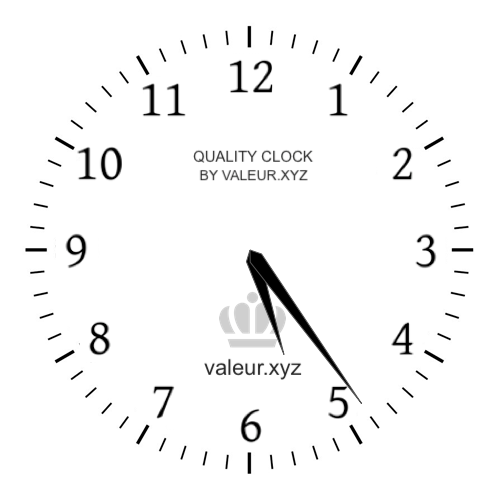 Analog clock showing the time 5:24 PM
