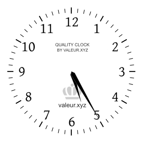 Analog clock showing the time 5:25 PM