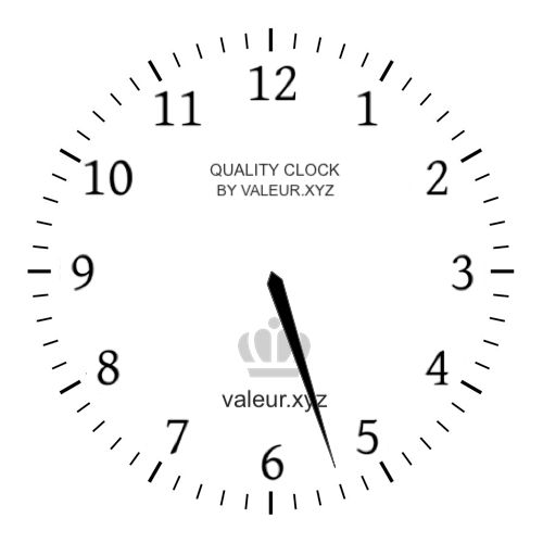 5:27 PM on an analog clock (Five-twenty-seven PM) Analog clock showing the time 5:27 PM