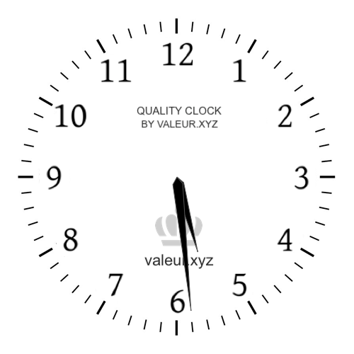 Analog clock showing the time 5:29 AM