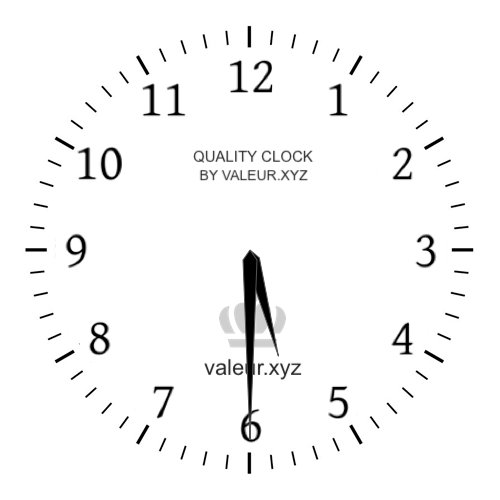 5:30 PM on an analog clock (Five-thirty PM) Analog clock showing the time 5:30 PM
