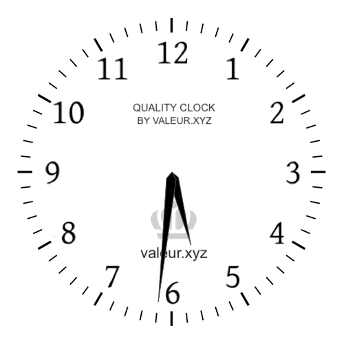 5:31 PM on an analog clock (Five-thirty-one PM) Analog clock showing the time 5:31 PM