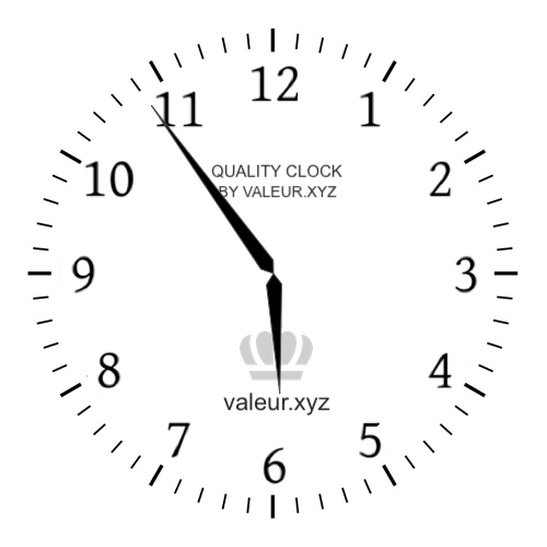 Analog clock showing the time 5:54 AM