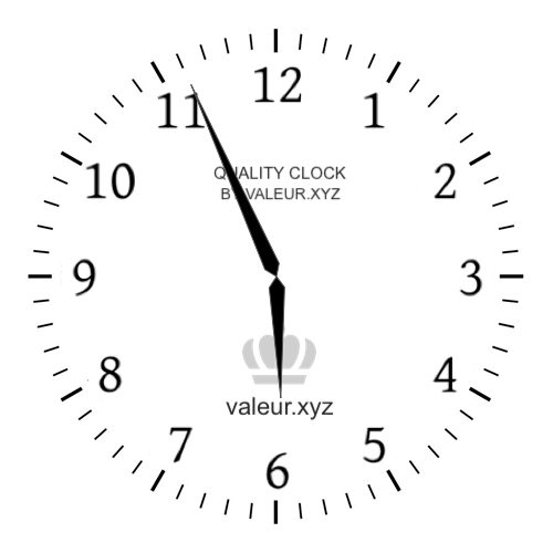 Analog clock showing the time 5:56 AM