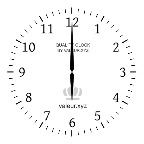 Analog clock showing the time 6 PM