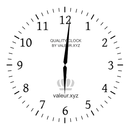 Analog clock showing the time 6:01 AM