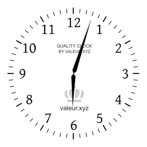 Analog clock showing the time 6:03 PM