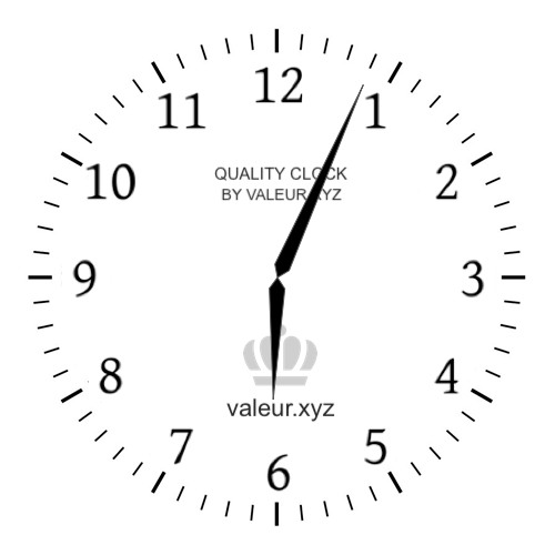 Analog clock showing the time 6:04 AM