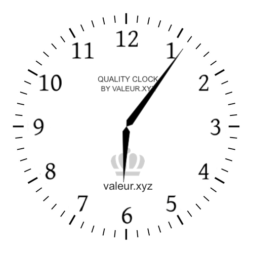 Analog clock showing the time 6:06 AM